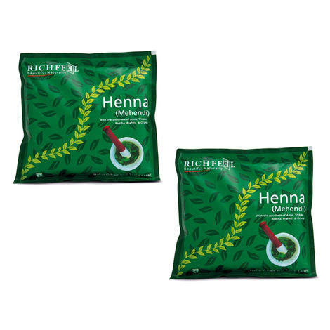 Buy Richfeel Heena Mehendi Powder| Natural Hair Color and Conditioning with the goodness of Amla, Shikakai & Brahmi | 100 g (Pack of 2)-Purplle