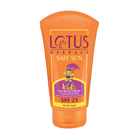 Buy Lotus Herbals Safe Sun Kids Sunscreen Cream - Sensitive Skin Formula | SPF 25 | Non Greasy | Sweat & Waterproof | 100g-Purplle