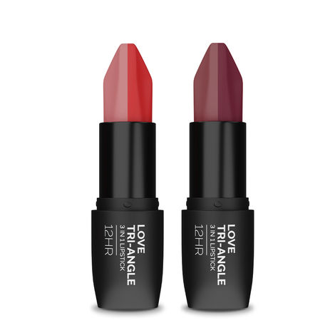Buy Staze 9to9 Triple Kiss Duo | 3 In 1 Lipstick (Truffle Blush + Scarlet Whisper) - Combo of 2-Purplle