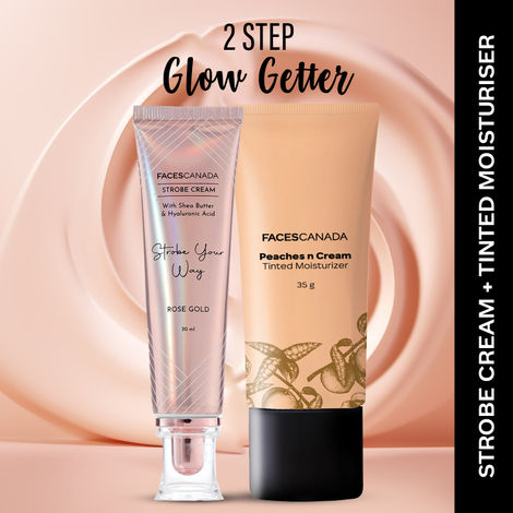 Buy FACES CANADA Rose Gold Strobe Cream (30 ml) and Peaches N Cream Tinted Moisturizer (35g)-Purplle