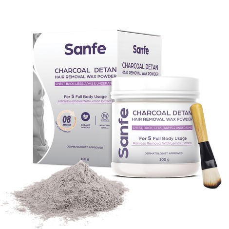 Buy Sanfe Charcoal Detan Hair Removal Wax Powder | 8 Minute Painless | Organic - 100gm-Purplle