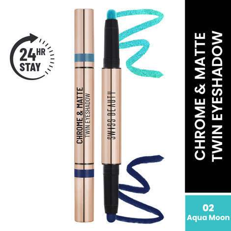 Buy Swiss Beauty Chrome & Matte Twin Eyeshadow Stick | Mix of Matte and Shimmer | Easy to Blend, Non-Creasing Eyeshadow | 24 Hour Stay |2-Aqua Moon - 2 gm-Purplle