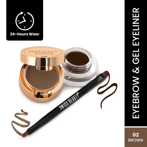Buy Swiss Beauty 2 In 1 Eyeliner, Eyebrow Filler and Kajal 02 Brown 7 gm-Purplle
