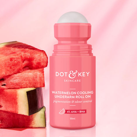 Buy Dot & Key Watermelon Cooling Underarm Roll On with 4% AHA & BHA | Underarm Roll On for Pigmentation & Odour Control - 50 ml-Purplle
