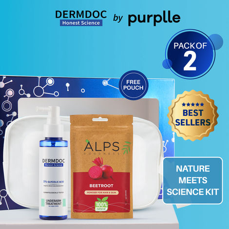 Buy DERMDOC Nature Meets Science Kit | 5% Glycolic Acid Underarm Spray (100 ml) | Alps Goodness Beetroot Powder (50 gm)-Purplle