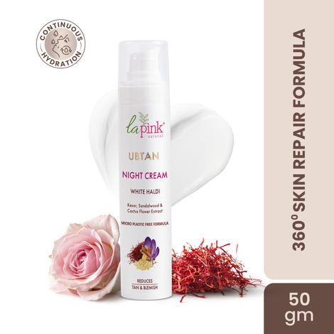 Buy La Pink Ubtan White Haldi Night Cream with 100% Microplastic Free Formula for Blemish, Pigmentation, Dark Spot & Tan Removal | All Skin Type | 50 gm-Purplle