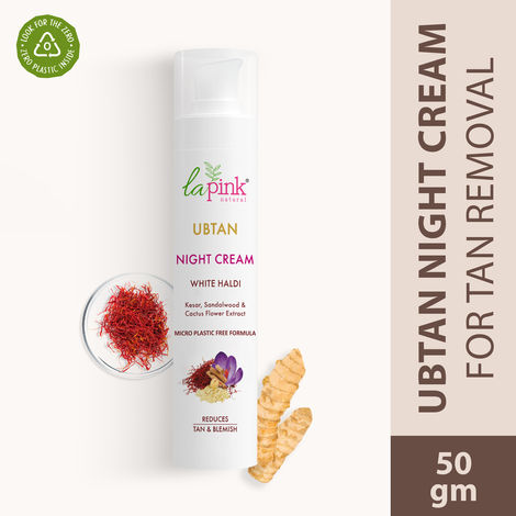 Buy La Pink Ubtan White Haldi Night Cream with 100% Microplastic Free Formula for Blemish, Pigmentation, Dark Spot & Tan Removal | All Skin Type | 50g-Purplle