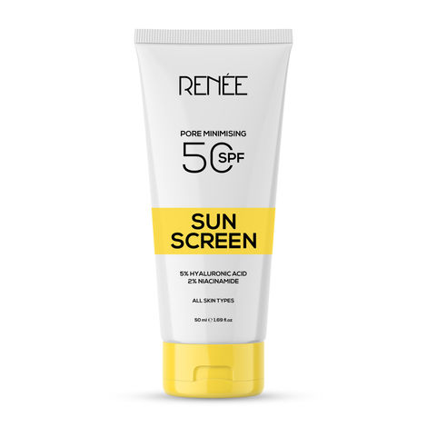 Buy RENEE Pore Minimizing Sunscreen Spf 50 With 5% Hyaluronic Acid & 2% Niacinamide For All Skins, 50 ml-Purplle