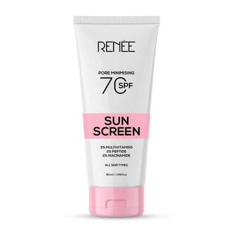 Buy RENEE Pore Minimizing Sunscreen Spf 70 With 2% Niacinamide For All Skins, 2% Peptide & 3% Multivitamins, 50 ml-Purplle