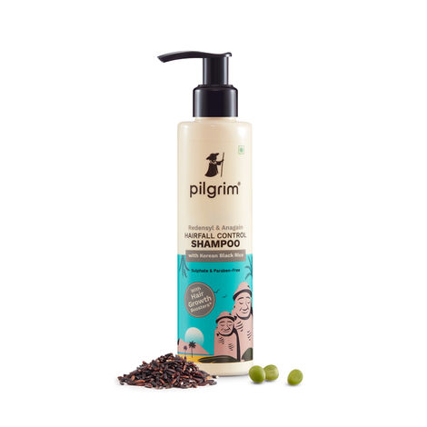Buy Pilgrim Redensyl & Anagain Hairfall Control Shampoo with Korean Black Rice 200ml | Anti Hairfall shampoo for Men & Women | Reduces Hairfall | Promotes Hair Thickness | For All Hair Types-Purplle