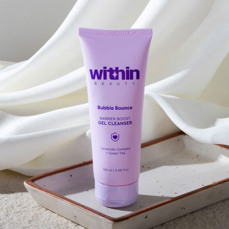Buy Within Beauty Bubble Bounce Barrier Boost Gel Face Cleanser | Deep Cleanses Without Over-Drying | Reduces Excess Oil | For Oily to Combination Skin | Ceramide Complex + Green Tea | 100 ml-Purplle