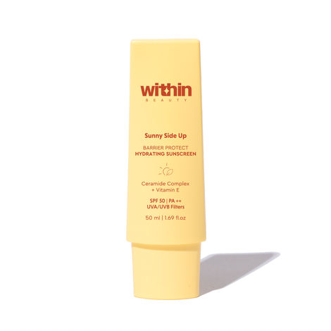 Buy Within Beauty Sunny Side Up Barrier Protect Hydrating Sunscreen | SPF 50 | PA++ | UVA / UVB Protection | Ceramide Complex + Vitamin E | All Skin Types | Instant Absorption | No White Cast | 50 ml-Purplle