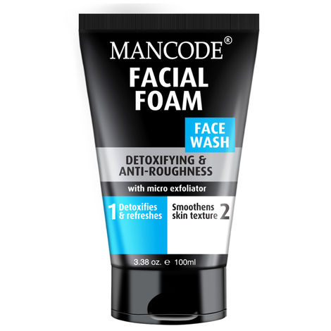 Buy Mancode Facial Foam Face wash for men skin Detoxifying & Anti Roughness with micro exfoliator scrub help to detox and get smoothens skin texture Face Wash for men 100 ml-Purplle