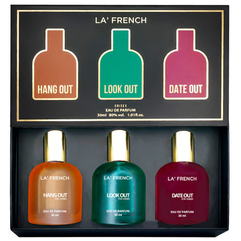 Buy La French Hang Out Look Out & Date Out Perfume Valentine Gift Set for Men & Women 90 ml-Purplle