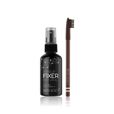 Buy Swiss Beauty Eyebrow Pencil + Makeup Fixer ( Eyebrow Pencil- Dark Breown(1.5g) + Makeup Fixer (70ml))-Purplle