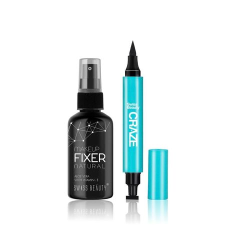 Buy Swiss Beauty Fixer + Eyeliner Duo ( Makeup Fixer (70 ml) + Craze Eyeliner and Stamp Duo)-Purplle