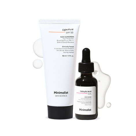 Buy Minimalist 2% Salicylic Acid Face Serum 30 ml + Minimalist Light Fluid SPF 50 Face Sunscreen 50 ml-Purplle