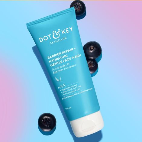 Buy Dot & Key Barrier Repair Hydrating Gentle Face Wash With Probiotic, Hyaluronic, pH 5.5,Sulphate Free, 175 ml-Purplle