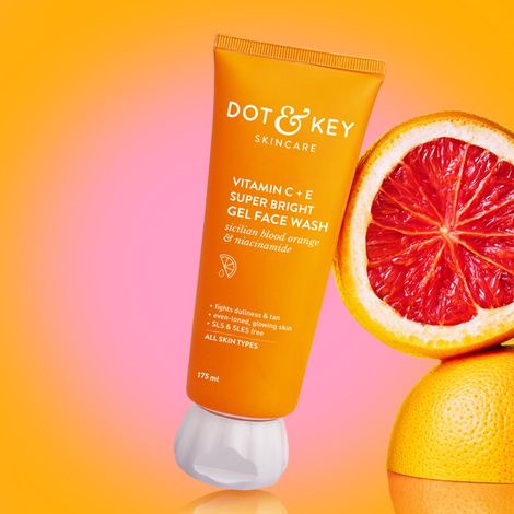 Buy Dot & Key Vitamin C + E Super Bright Gel Face Wash with Blood Orange & Niacinamide | Triple Vitamin C Face Wash for Tan, Dark Spots & Pigmented Skin | All Skin Types Face Wash for Men & Women | 175 ml-Purplle