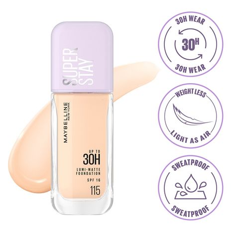 Buy Maybelline New York Super Stay Lumi-Matte Liquid Foundation 30H Longwear yet Light-As-Air, 115, 35 ml-Purplle