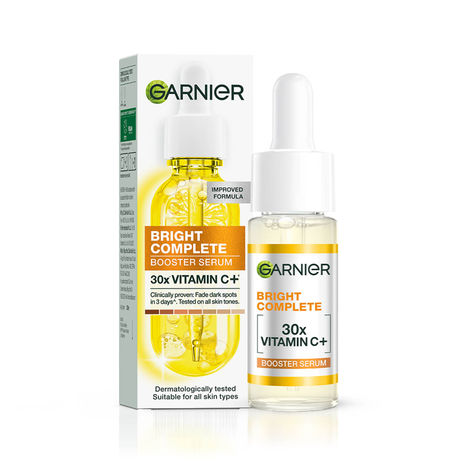 Buy Garnier Skin Naturals, Bright Complete 30X Vitamin C Booster Face Serum, Increases Skin's Glow Instantly and Reduces Spots Overtime, with 2% Niacinamide + 0.5% Salicylic Acid, for Men & Women, 15 ml-Purplle