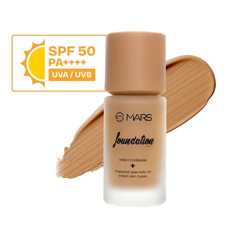 Buy MARS SPF50 PA++++ High Coverage Liquid Foundation | Blemish Free & Blendable Foundation for Makeup (40 ml) (SHADE-07)-Purplle
