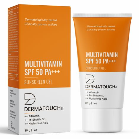 Buy DERMATOUCH Multivitamin SPF 50 PA+++ Sunscreen Gel | UVA-UVB Protection |Zero White Cast | Unisex | 30 gms-Purplle