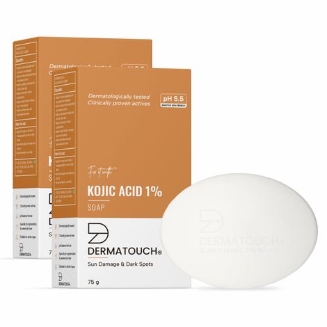 Buy DERMATOUCH Kojic Acid 1% Soap with Glutathione | For Pigmentation & Sun damage | Soap for Men & Women | Suitable for All Skin Types | 75g * 2 = 150g-Purplle