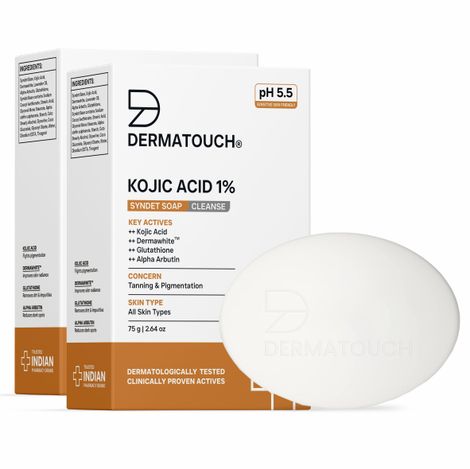 Buy DERMATOUCH Kojic Acid 1% Soap with Glutathione | For Pigmentation & Sun damage | Soap for Men & Women | Suitable for All Skin Types | 75g * 2 = 150 gm-Purplle