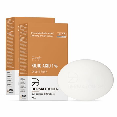Buy DERMATOUCH Kojic Acid 1% Soap with Glutathione | For Pigmentation & Sun damage | Soap for Men & Women | Suitable for All Skin Types | 75g * 2 = 150 gm-Purplle