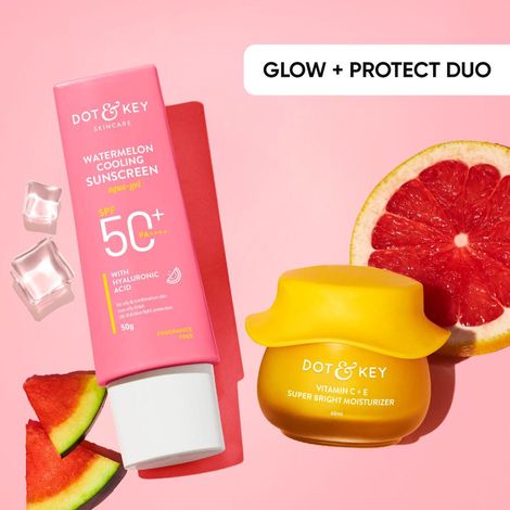Buy Dot & Key Skin Care Combo with Vitamin C Moisturizer & Watermelon Sunscreen - 110 gms-Purplle