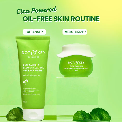 Buy Dot & Key CICA Acne Control Skin Care Combo - Moisturizer & Face Wash 160 gms-Purplle