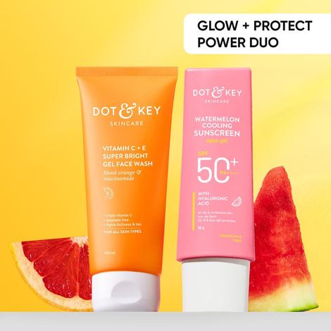 Buy Dot & Key Skin Care Combo with Vitamin C Face Wash & Watermelon Sunscreen - 150 gm-Purplle