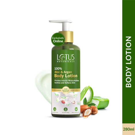 Buy Lotus Botanicals 100% Aloe & Argan Body Lotion - 280 ml-Purplle