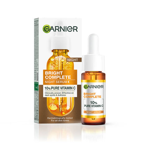 Buy Garnier Bright Complete Night Vitamin C Serum With 10% Pure Vitamin C for Bright Skin, 15 ml-Purplle