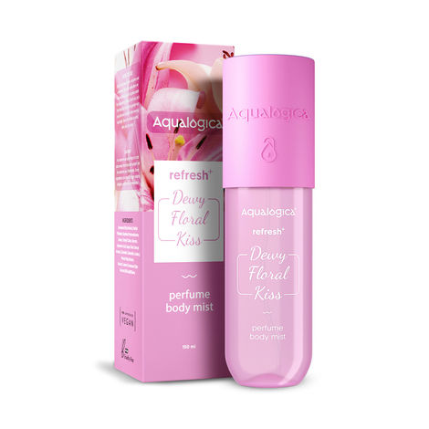 Buy Aqualogica Refresh+ Dewy Floral Kiss Perfume Body Mist with Zemea & Hyaluronic Acid | Long- Lasting Fragrance | Fresh Floral Fragrance | Double Duty Mist for Hair & Body | Non-Irritating & Hydrating | Skin Friendly (150 ml)-Purplle