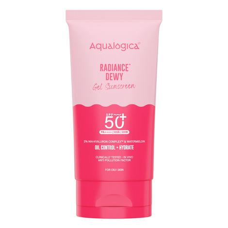 Buy Aqualogica Radiance+ Dewy Lightweight Sunscreen Gel SPF 50+ PA+++ for Oily & Acne-Prone Skinv 30 gm|Tested on Gen Z-Purplle