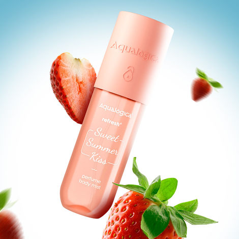 Buy Aqualogica Refresh+ Sweet Summer Kiss Perfume Body Mist with Zemea and Hyaluronic Acid| Long - Lasting Fragrance |Sweet Strawberry Fragrance | Double Duty Mist for Hair & Body | Gives Intense Hydration | Non-Irritating & Hydrating (150 ml)-Purplle