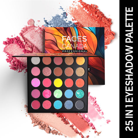 Buy FACES CANADA Professional 25 IN 1 Eyeshadow Palette - Flamboyant, 27.5g | High Shine Shimmer & Intense Velvety Matte Finish | Highly Pigmented | Long Lasting | Smooth Texture | Easily Blendable-Purplle