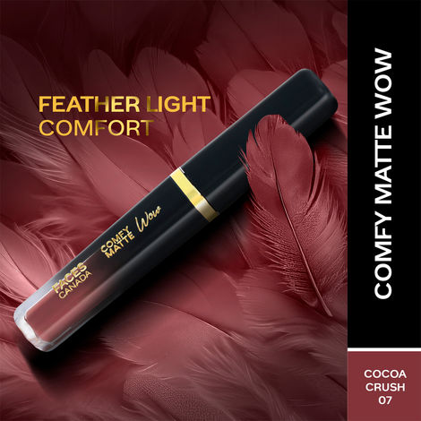 Buy FACES CANADA Comfy Matte Wow Liquid Lipstick - Cocoa Crush 07, 3.8 ml | One Swipe Application | Highly Pigmented | Comfortable Wear | Glides Smoothly | Long Lasting | Transferproof-Purplle