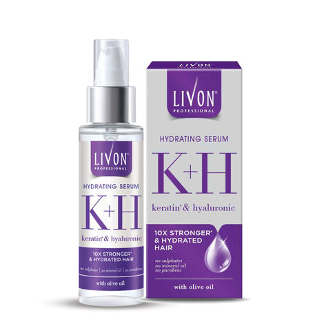 Buy Livon Professional Hydrating Serum for Women & Men | For Stronger, Hydrated & Frizz-free Hair | With Keratin, Hyaluronic & Olive Oil | No Paraben, Sulphate or Mineral Oil | All Hair Types | (100 ml)-Purplle