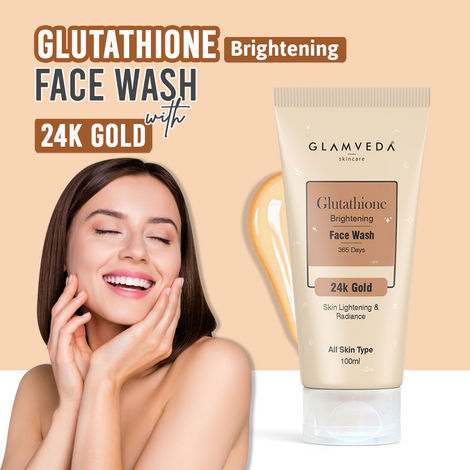 Buy Glamveda Glutathione 24 k Gold Face Wash Reduce Dark spots & Pigmentation, Lightens skin Complexion| For All Skin types | 100 ml-Purplle