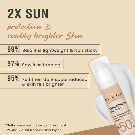 Glamveda Glutathione & Vitamin C Sunscreen SPF 50 Pa+++| Broad-spectrum Sunscreen with advanced blue light filter | UVA/UVB Protection