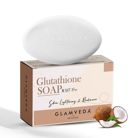 Buy Glamveda Glutathione Skin Lightening & Radiance Soap with Kojic Acid | Works for dark spots, acne scars & hyperpigmentation | Nourishing Soap for radiant & Soft skin | 75gm-Purplle