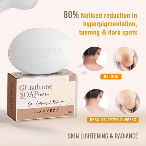Glamveda Glutathione Skin Lightening & Whitening Soap with Kojic Acid |  Works for dark spots, acne scars & hyperpigmentation | Nourishing Soap for  radiant & Soft skin | 75gm