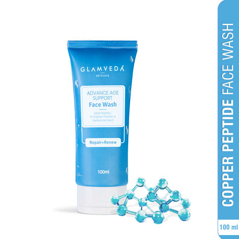 Buy Glamveda Copper Peptide & Hyaluronic Acid Advance Age Support face Wash | Anti Ageing & Firming | All Skin Types | Multi Peptide Complex & Centella Assiatica | Anti Wrinkle Formula For GlowingA SkinA |A 100 ml-Purplle