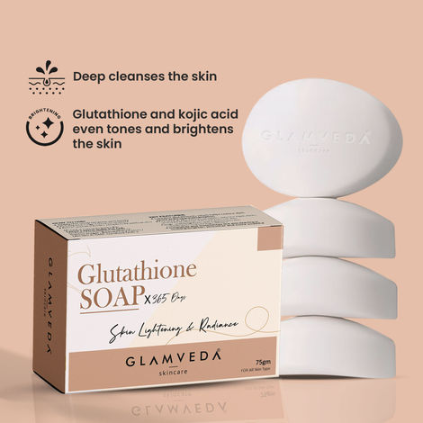 Glamveda Glutathione Skin Lightening & Whitening Soap with Kojic Acid |  Works for Dark spots, Acne scars & Hyperpigmentation | Nourishing Soap for  radiant & Soft skin | Pack of 2 150gm