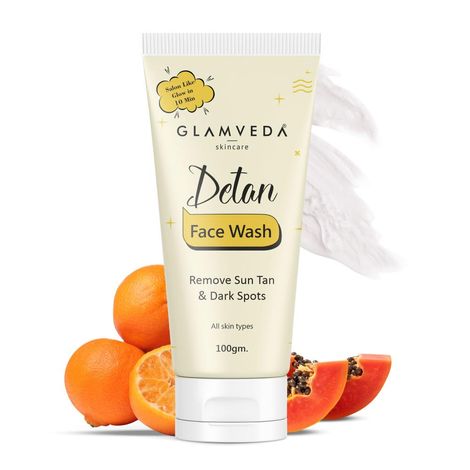 Buy Glamveda Detan Face Wash | Gel To Foam Cleanser | Clears Tanning & Pi gmentation | Works on Pi gmentation & Dark Spots | 100 gm-Purplle