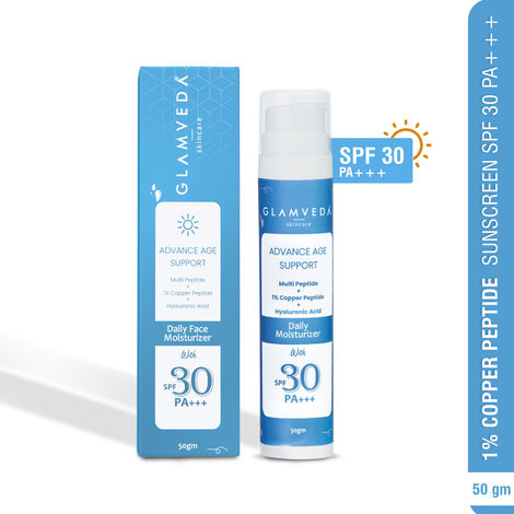 Buy Glamveda 1% Copper peptide Advance Age Support Sunscreen SPF 30 +++ for men and women with Centella AsiaticaA 50 gm-Purplle