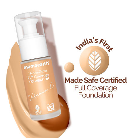 Buy Mamaearth Hydra-Glow Full Coverage Foundation With Vitamin C & Tu -rmeric - 02 Creme Glow - 30 ml Full Coverage | Gives 3X Instant Glow | 12-Hour Long Stay & Hydration | SPF 35 | Non-Drying-Purplle